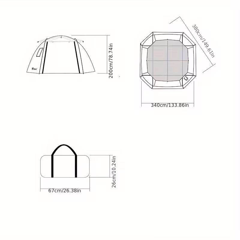 outdoor camping spherical tent dome black thickened sunshade large space with chimney Product details 3