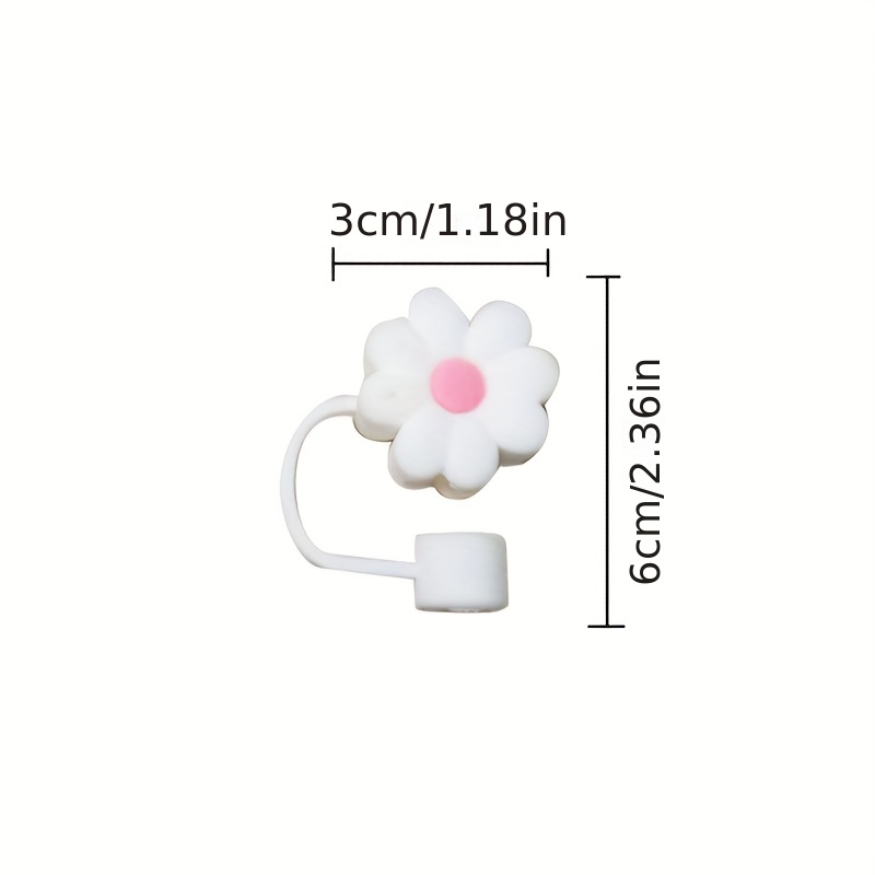 4Pcs 10mm(0.4in) Diameter Cute Silicone Straw Covers Cap for Cup,  Dust-Proof Drinking Straw Reusable Straw Tips Lids