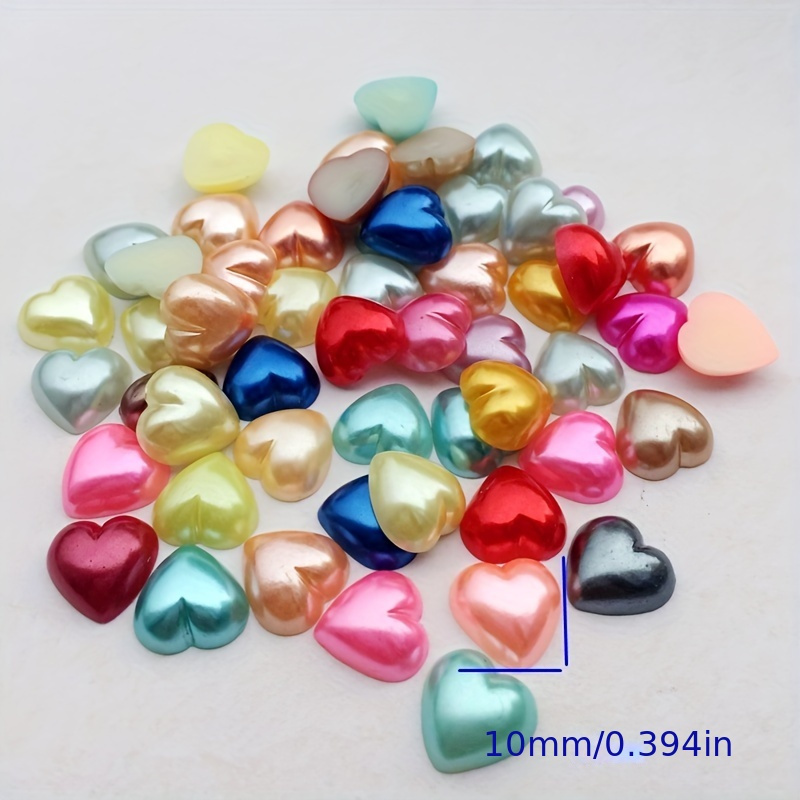 100pcs Imitation Heart Flatback Pearls 10mm Abs Resin Pearl Beads Jewelry  Making