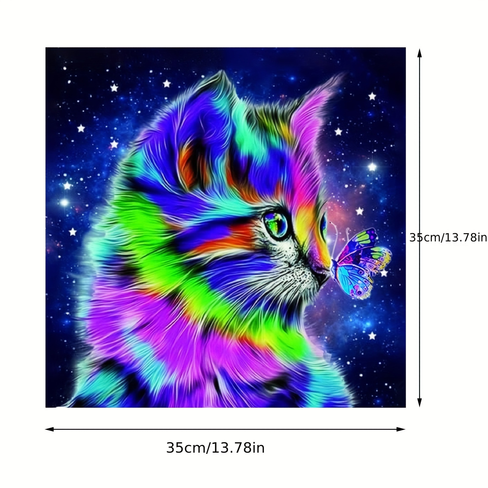 1pc Diamond Embroidery Animal Cat Art Diamond Painting Flowers Cross Stitch  Kits Wall Art Home Decoration 30x40cm/12x16inch Without Frame