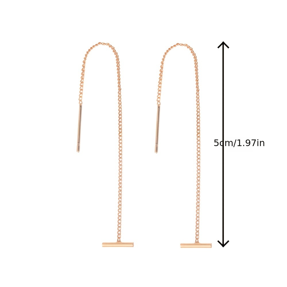 Minimalist Drop Chain Threader Earrings