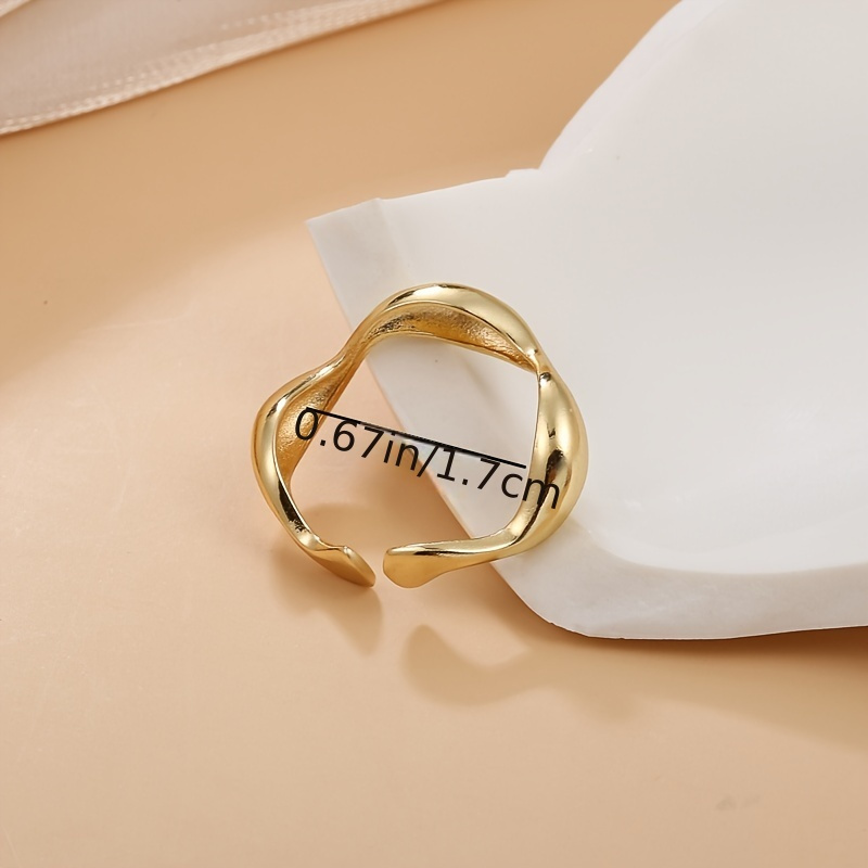 Irregular Wave Open Ring 18K Gold Plated Adjustable Delicate Jewelry Wedding Engagement Party Decor For Women Girls Gift