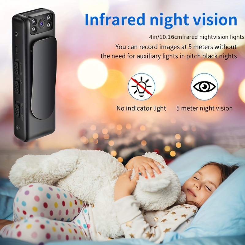 1pc mini hd camera 1080p wearable body camera night vision voice video recorder bike   dv action camera battery powered without tf card and without wifi details 4