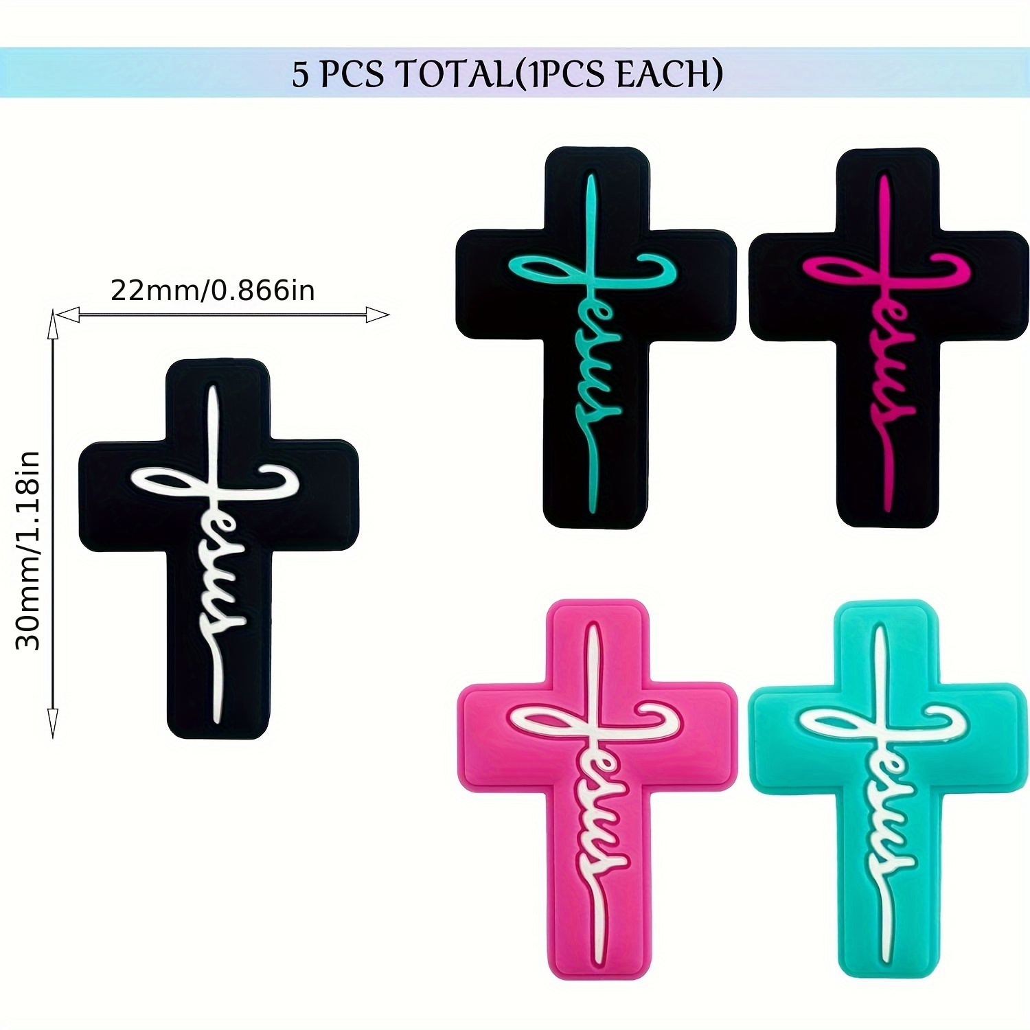 20Pcs Silicone Silicone Focal Beads Cross Beads for Pens Necklace