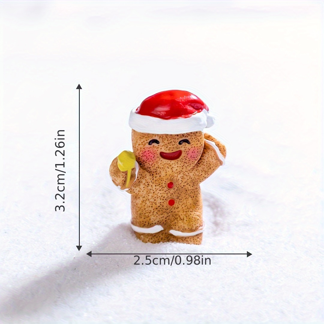 8pcs resin gingerbread figurines mini christmas   diy craft accessories festive jewelry making parts no   holiday ornament set details 5