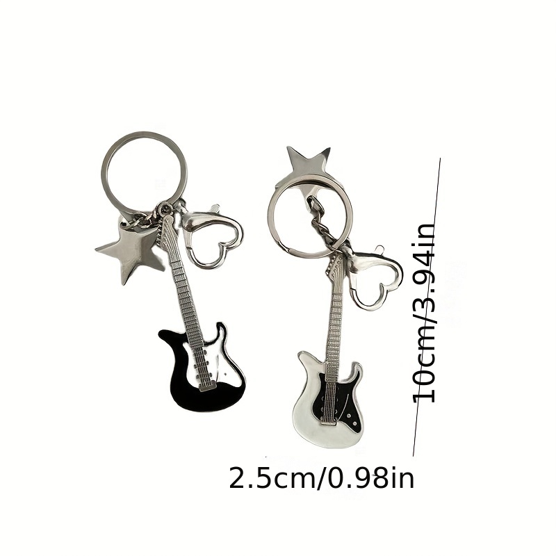 1pc Creative Guitar Star Bass Keychain, Retro Bag Pendant Accessories,Temu