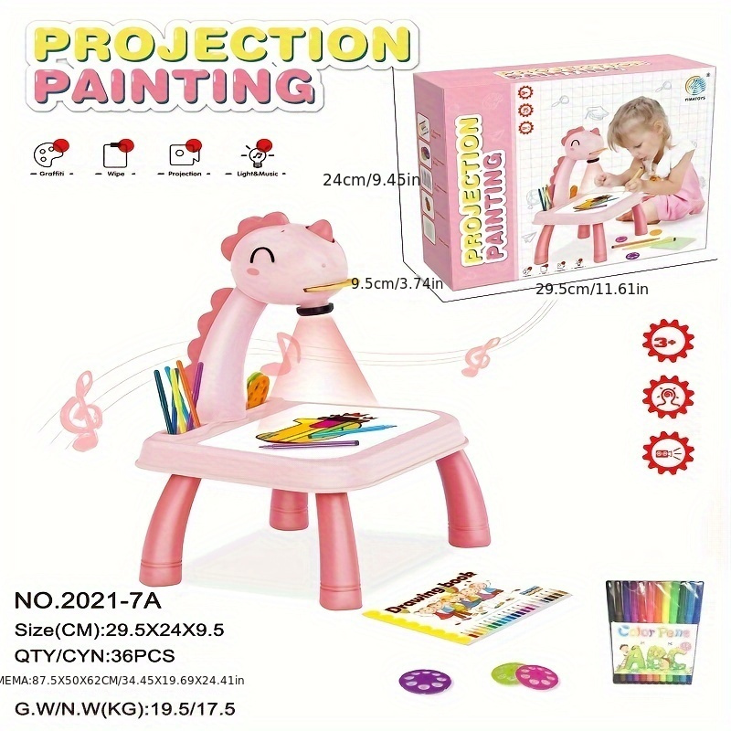 Hoarosall Drawing Projector,Arts and Crafts for Kids,Include Drawing Board  with Music,Color Pens,Pencils,Crayons,Scrapbook,Sticker Book,Unicorn