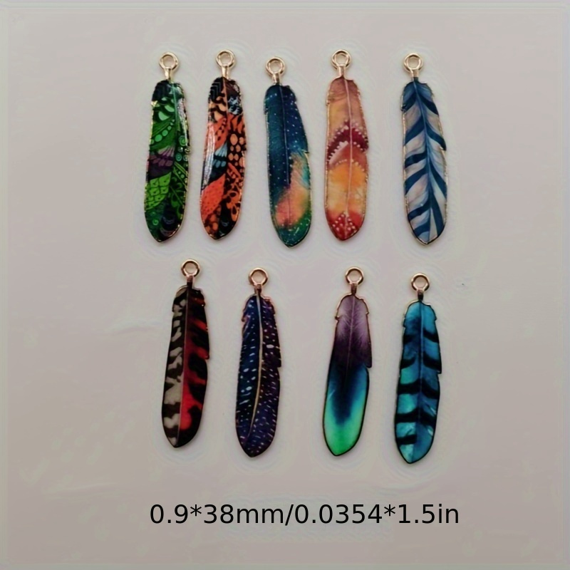 10pcs alloy feather shaped alloy pendants   keychain necklace earrings making accessories details 0