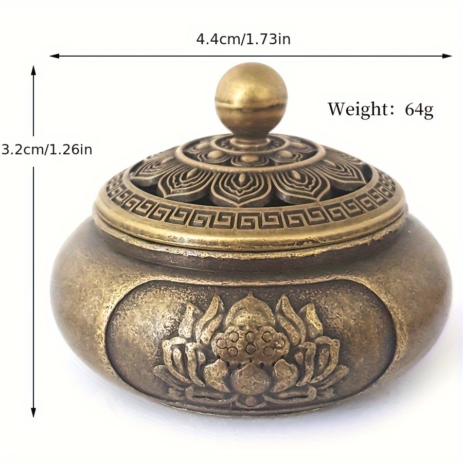 TEMU Lotus Alloy Petit Porte-Encens Four Mini Trépied Creux Artisanat, Cadeaux Créatifs Noël Halloween Saint-Valentin, Boîte en Métal de Rangement de