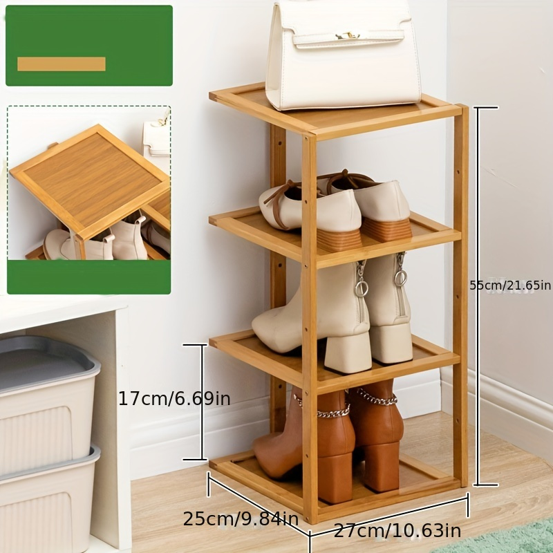 Organizador de zapatos de bambú de 5 niveles, torre de madera resistente  para zapatos, estante de almacenamiento para armario, pasillo, entrada