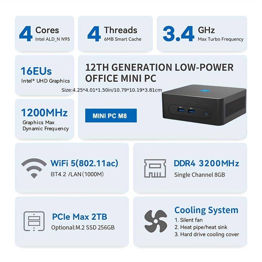 M8 N ミニ PC WiFi 5 Wireless4.2 DDR4 8G GB NVME Windows Pro