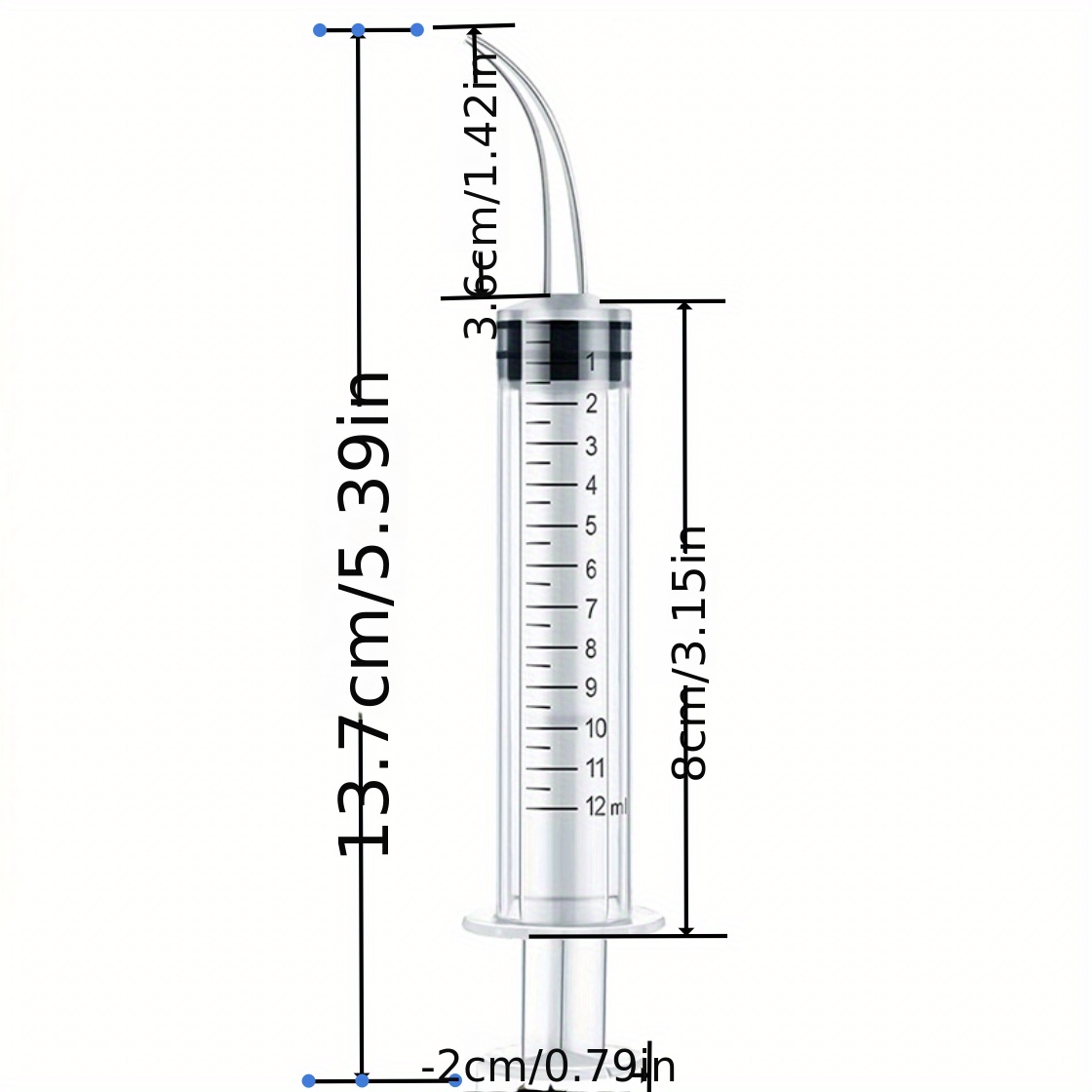 12ml seringue jetable coude dentaire avec pointe incurvée