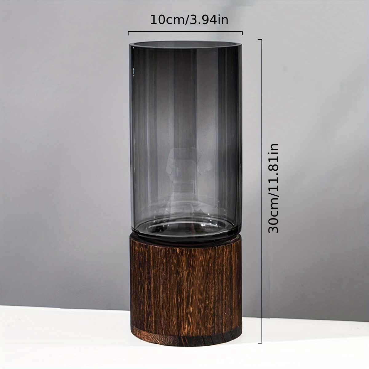 Image of 1pc Bohemian Geometric Acrylic Vase With Wooden Base - Modern Round Home Decor For Living Room, Dining Table, Gift For , Vases Home Decor