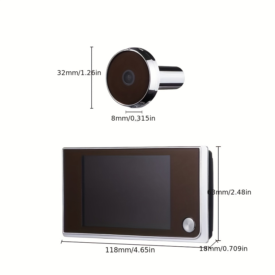 Mirilla de video digital, pantalla TFT LCD de 2.4 pulgadas, pantalla  infrarroja inteligente visual para puerta, cámara de monitoreo de ojos,  lente de