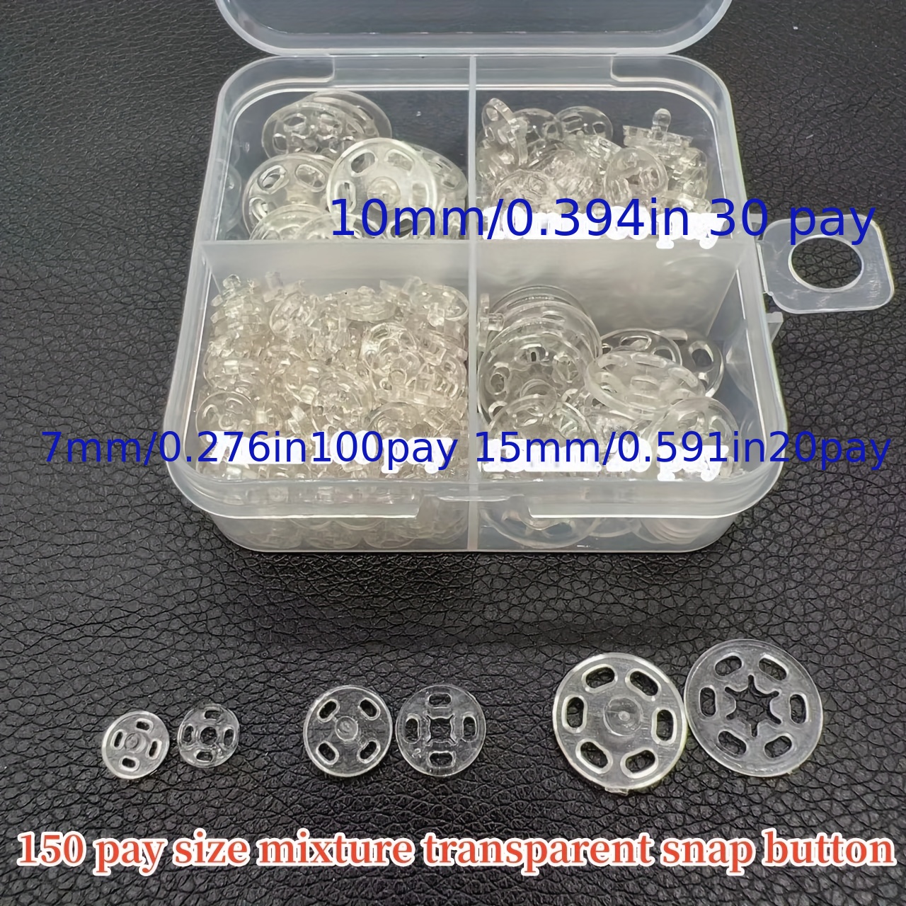 

150 Sets Plastic Snap Buttons, Round And Transparent, Anti-wrinkle, Suitable For Shirts, Dresses, Anti-exposure, Doll Clothes Diy