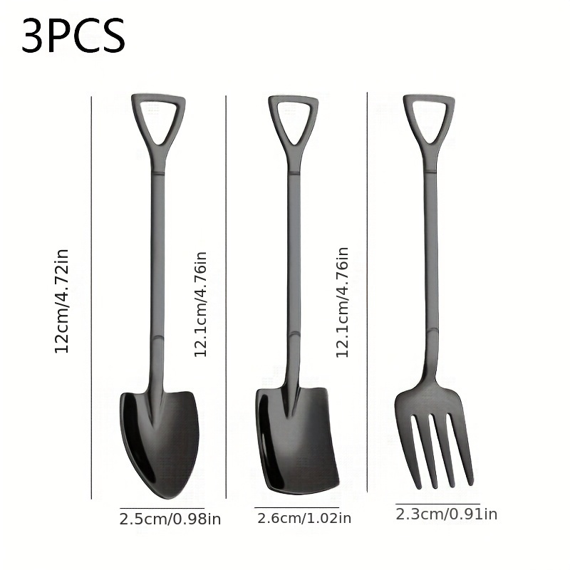 3pcs-stainless Steel Premium Household Coffee Fork Ice Cream Spoon, Shovel Spoon Creative Watermelon Spoon Dessert Ice Cream Spoon Premium Household Coffee Fork