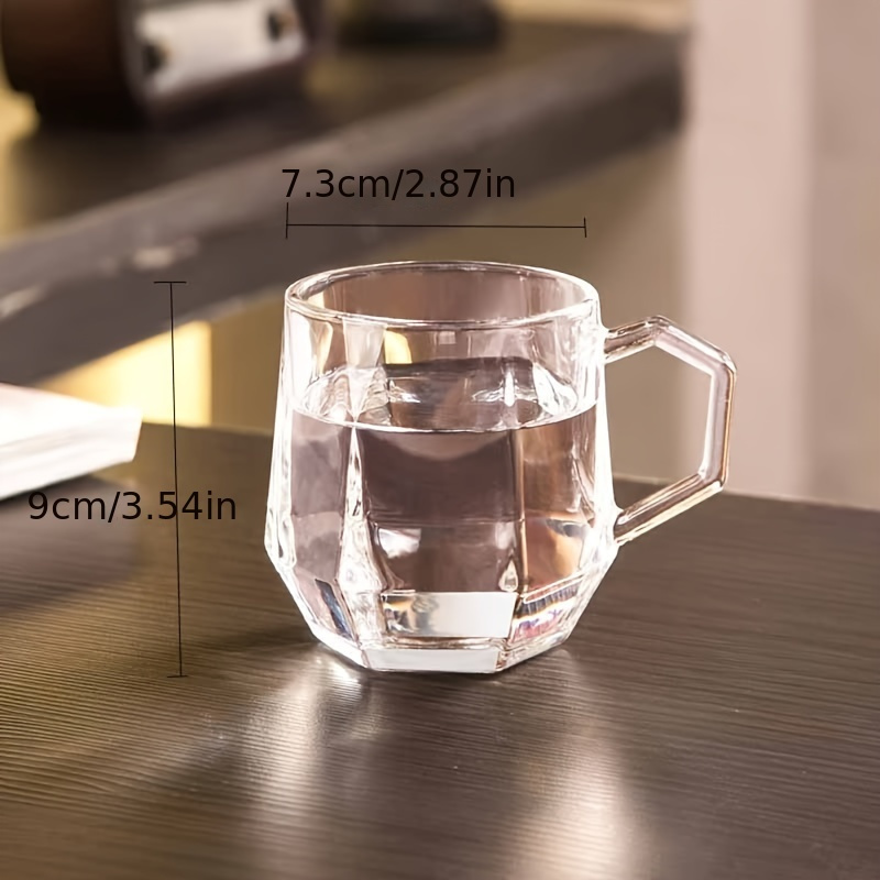 Geometric Glass Cup Clear Shiny Water Cup Iced Coffee Cups - Temu