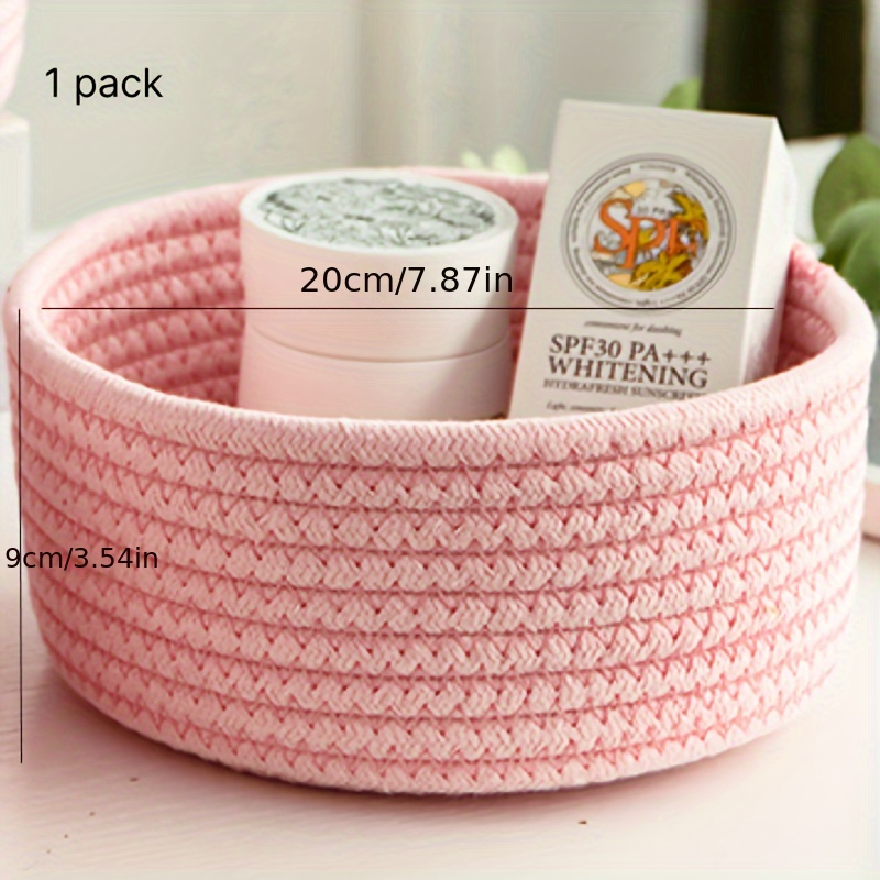 Image of Utility Woven Storage Basket, Cosmetic Jewelry Desktop Organizer Small Basket Remote Control Tidy Basket, Candy Storage Basket, Underwear Socks Storage Basket, Shelf Baskets