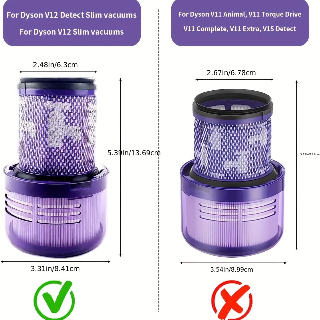 4 Pack Replacement Filters For Dyson V12 Detect Slim, V12 Detect Slim Extra  and V12 Detect Slim Absolute Cordless Vacuum Cleaner Hepa Filter, Compare