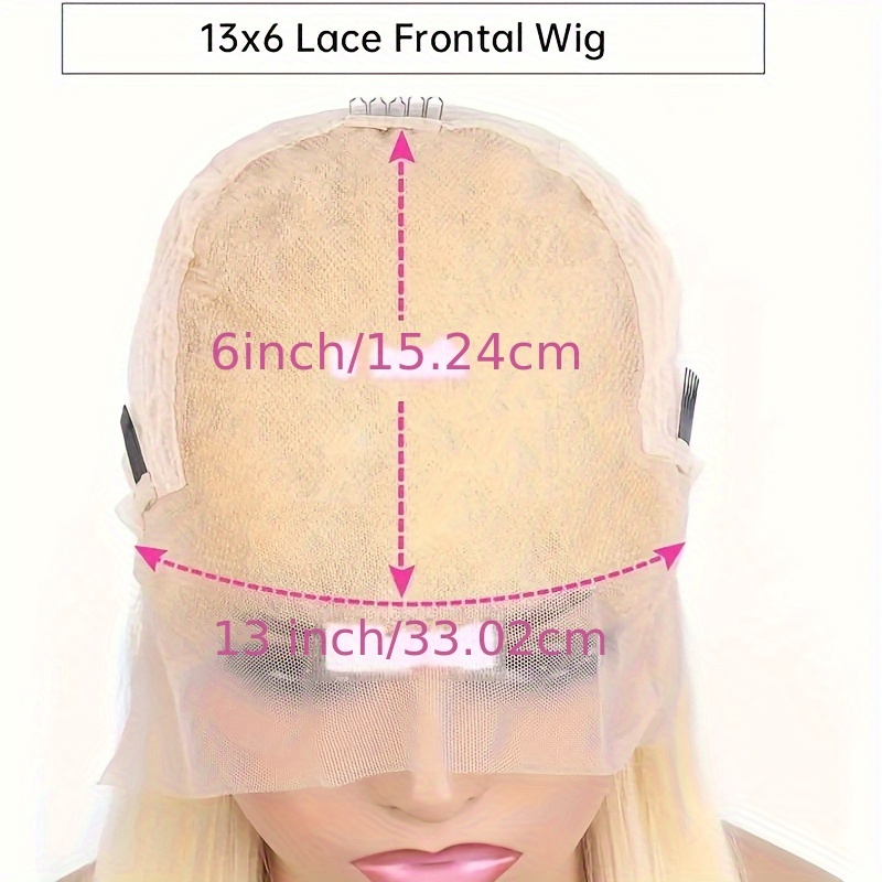 Perruque ondulée élégante 13x4 avec dentelle sur le devant, perruque en cheveux humains de densité pour femmes, ondulation naturelle blonde 613#, douce et lisse, pré-plumée avec des cheveux fins, confortable pour un usage quotidien, perruques naturelles