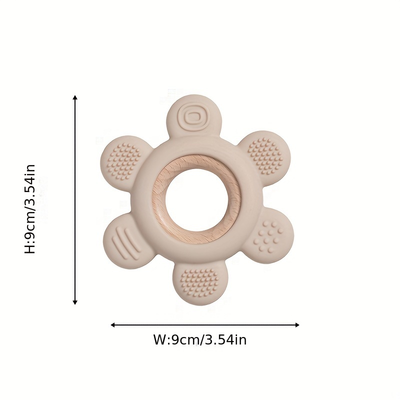 Baby Silicone Wooden Teether Toy, Infant Teething Ring