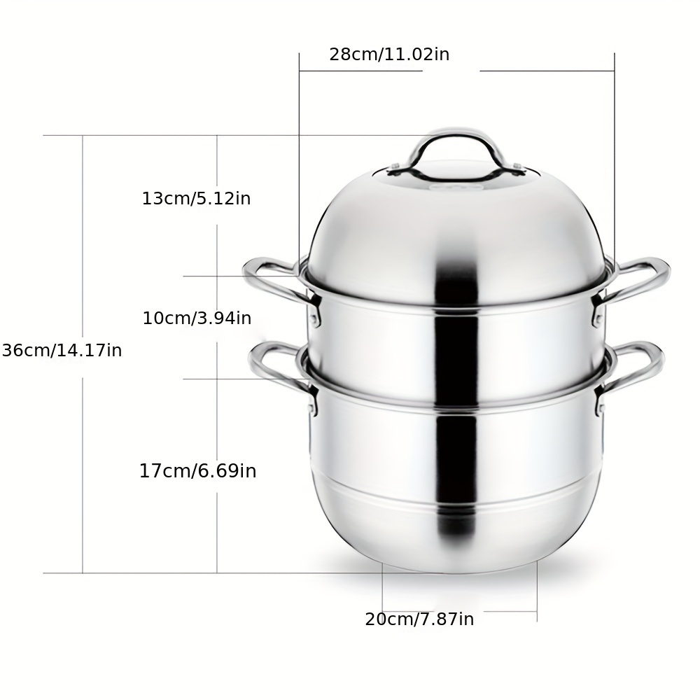 versatile stainless steel steamer set with non stick cooker tempered glass lid ventilation   home kitchens multi layer composite bottom details 1