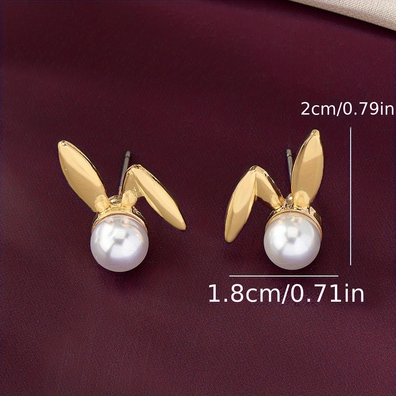 Bunny Faux Pearl Stud Earrings Retro Style Rabbit Versatile