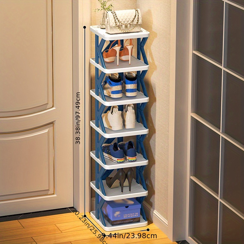 Plastic 5 Layer Foldable Shoe Rack, Free Standing, 4 Shelves