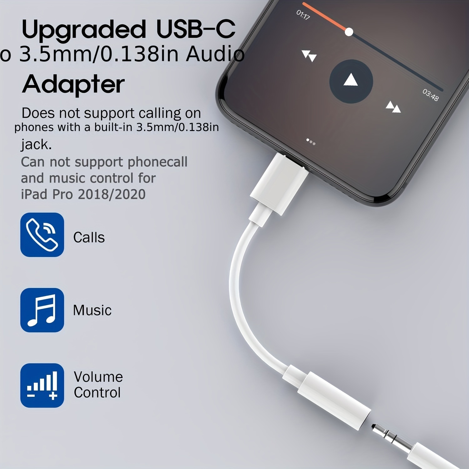 Adaptador de auriculares Samsung Galaxy S23, adaptador de audio USB C 2 en  1 a 0.138 in y adaptador de carga rápida de 60 W compatible con Pixel
