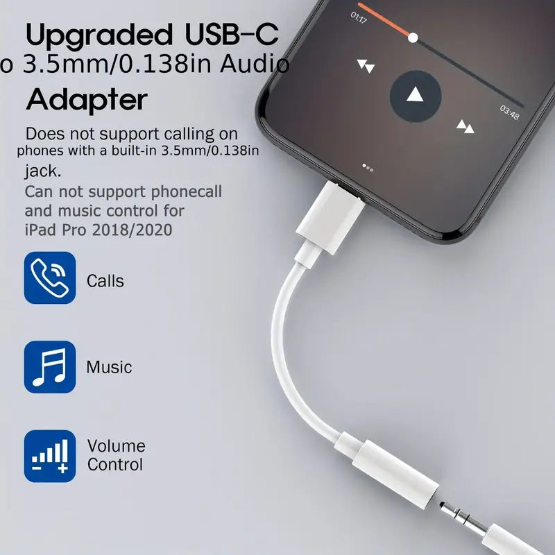USB C to Lightning Audio Adapter for iPhone 15 Pro Max, USB Type C Male to  Lightning Female Headphones Cable Converter Fit with iPad Pro, Galaxy S23