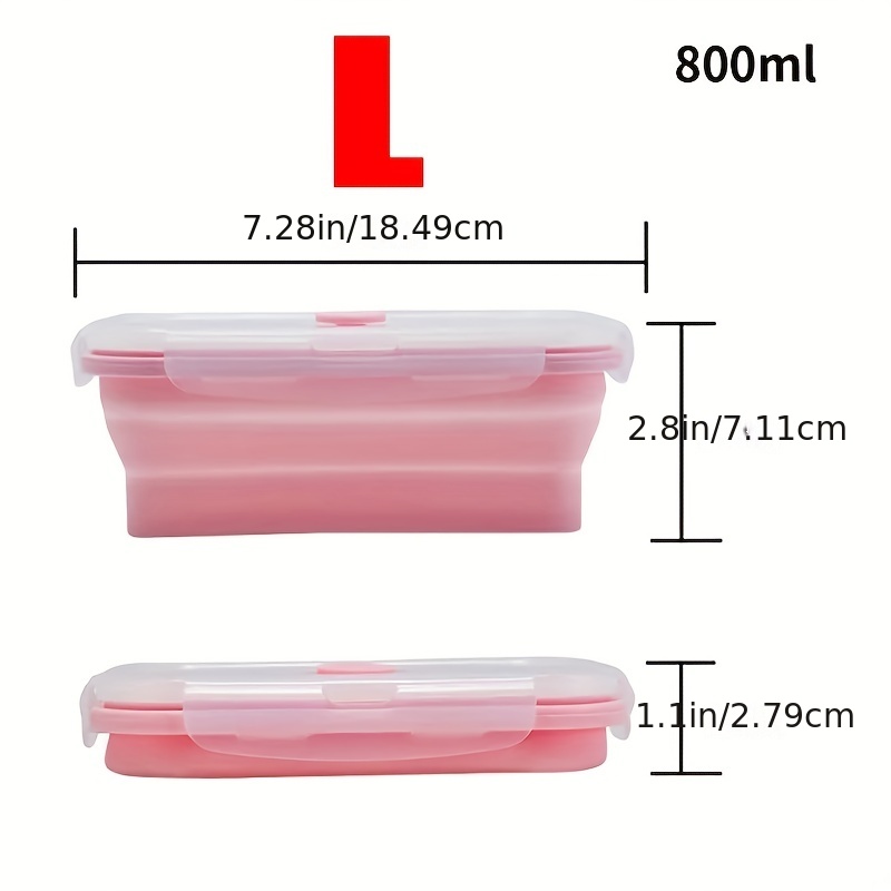 Capacity of 800ml square kitchen glass lunch box with silicone pink lid