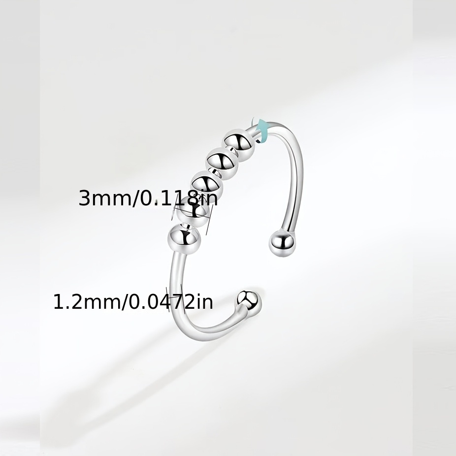 S925 Sterling Silver Adjustable Open Ring for Stress Relief