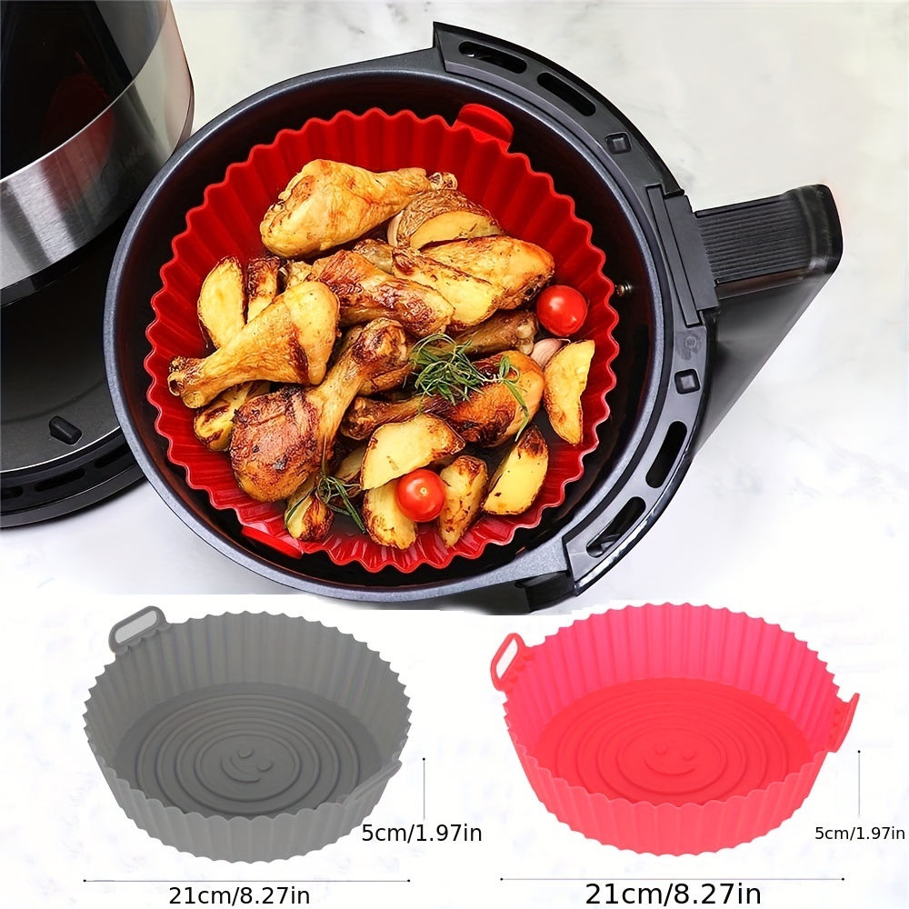 Air Fryer Silicone Liner Pot with Divider Basket Handle Tray Reusable Round  US