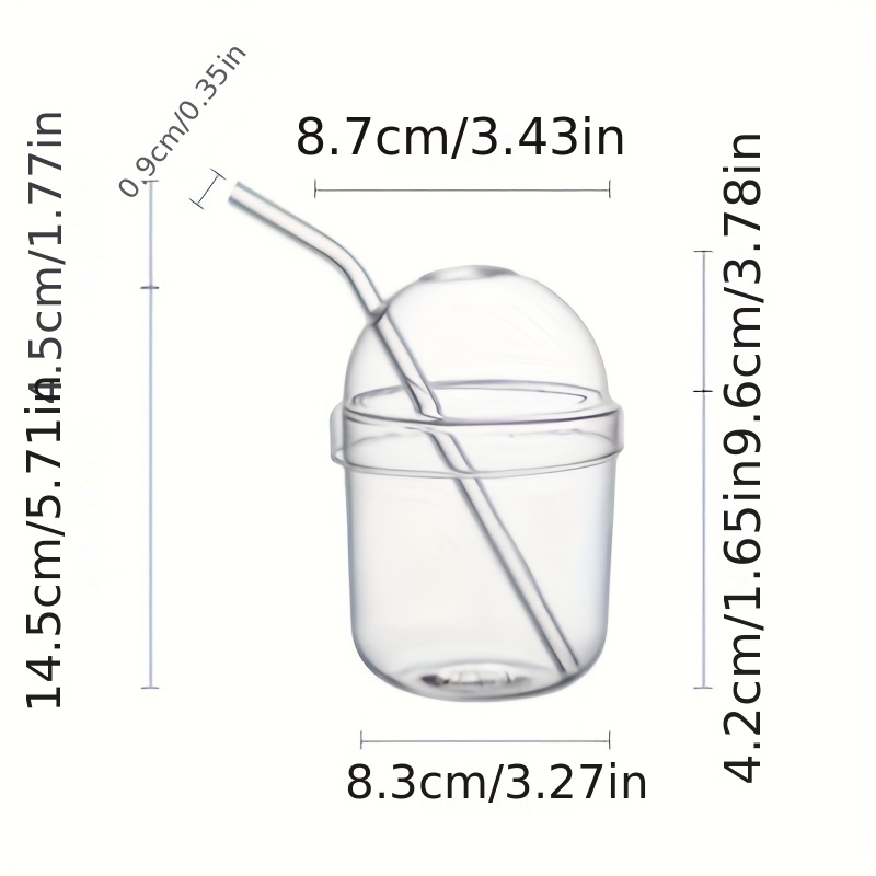 Small Glass Tumbler With Dome Lid And Straw Boba Tea Bottle - Temu