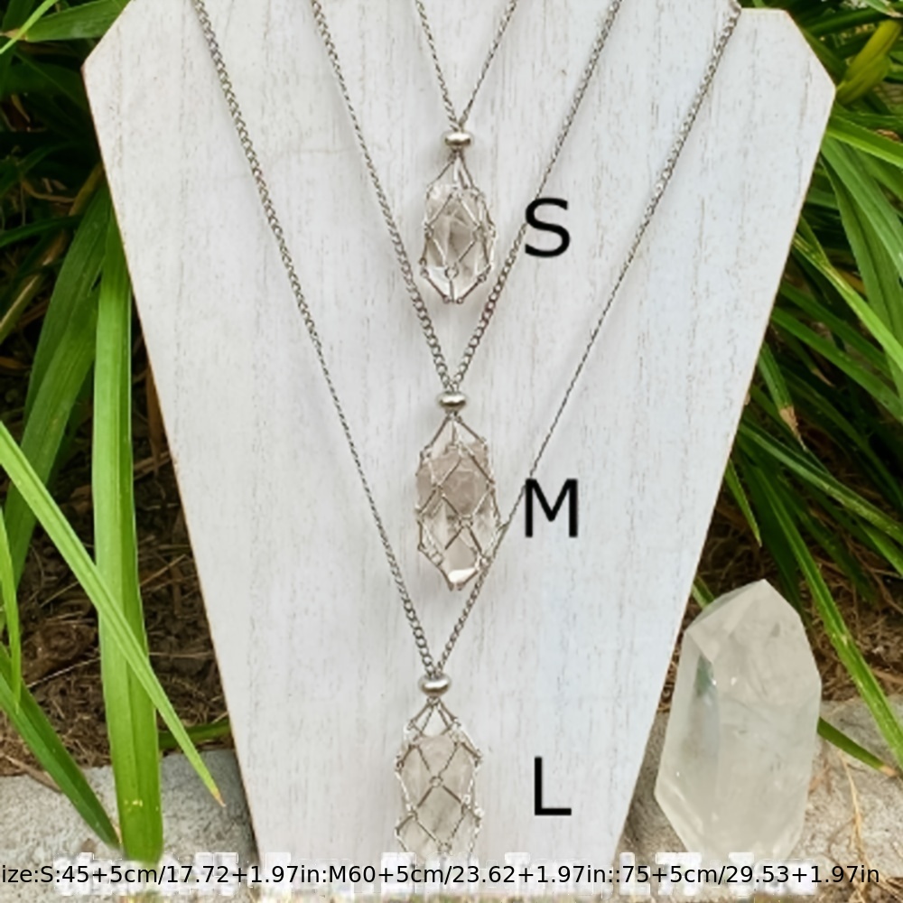 Crystal Holder Cage Necklace Golden Silver Color Necklace Accessories Stone Holder Necklace,Moldavite,Temu