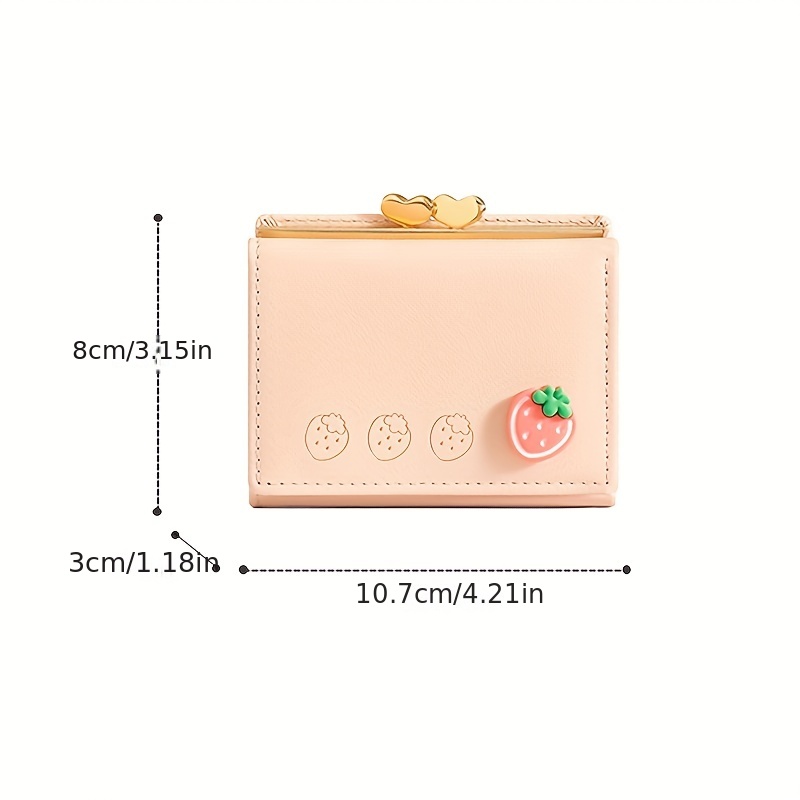 New Women Cute Cartoon Strawberry Wallet Small Zipper Girl Brand Designed PU Leather Coin Purse