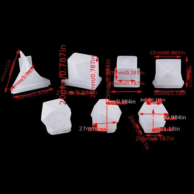 7Pcs DIY Dice Fillet Square Triangle Dice Epoxy Mold Digital Game