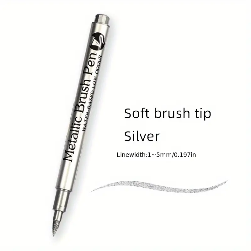 Brush Metallic Marker Pens Set Gold Silver White Permanent - Temu