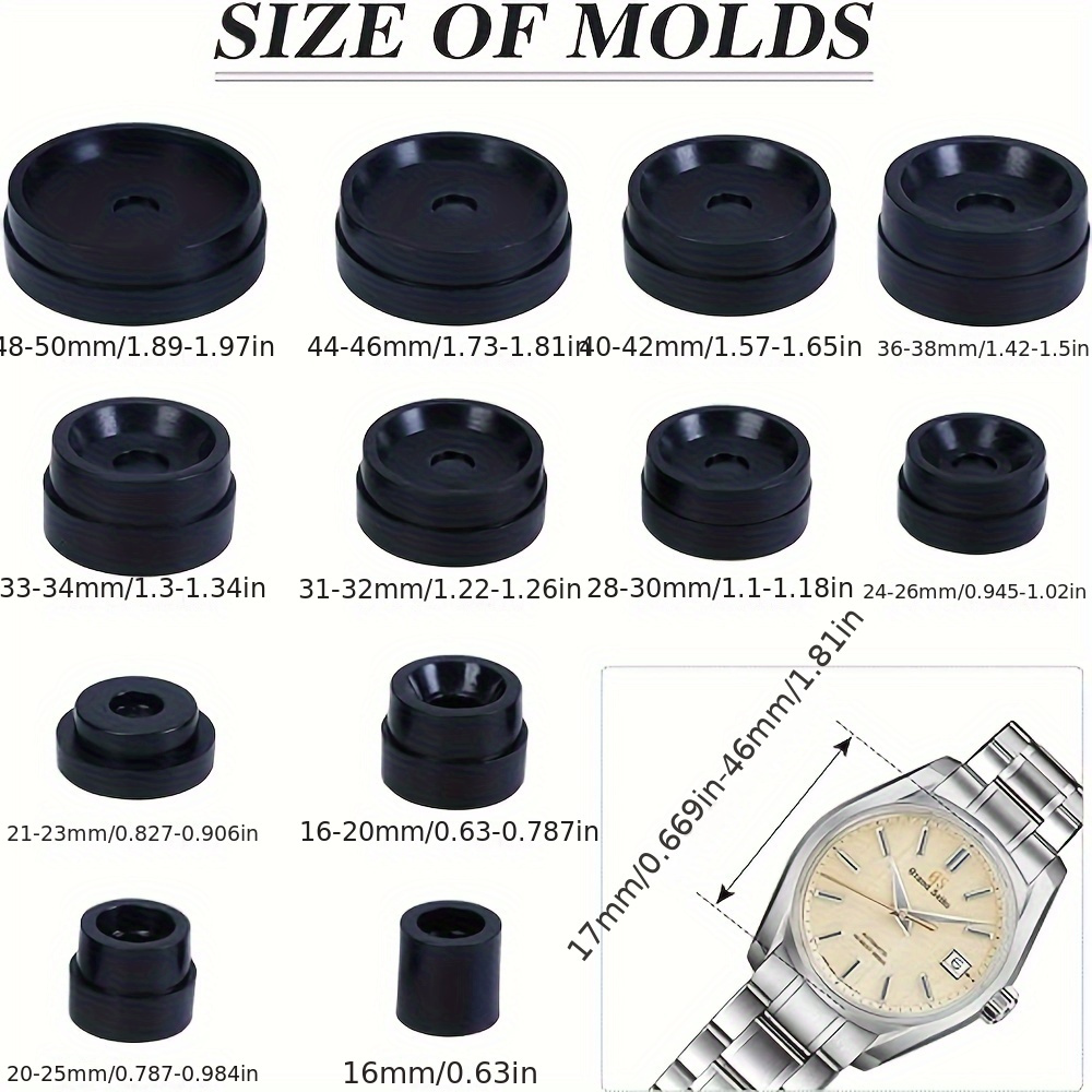 Watch Press Back Cover Tool with 12 Molds details 3