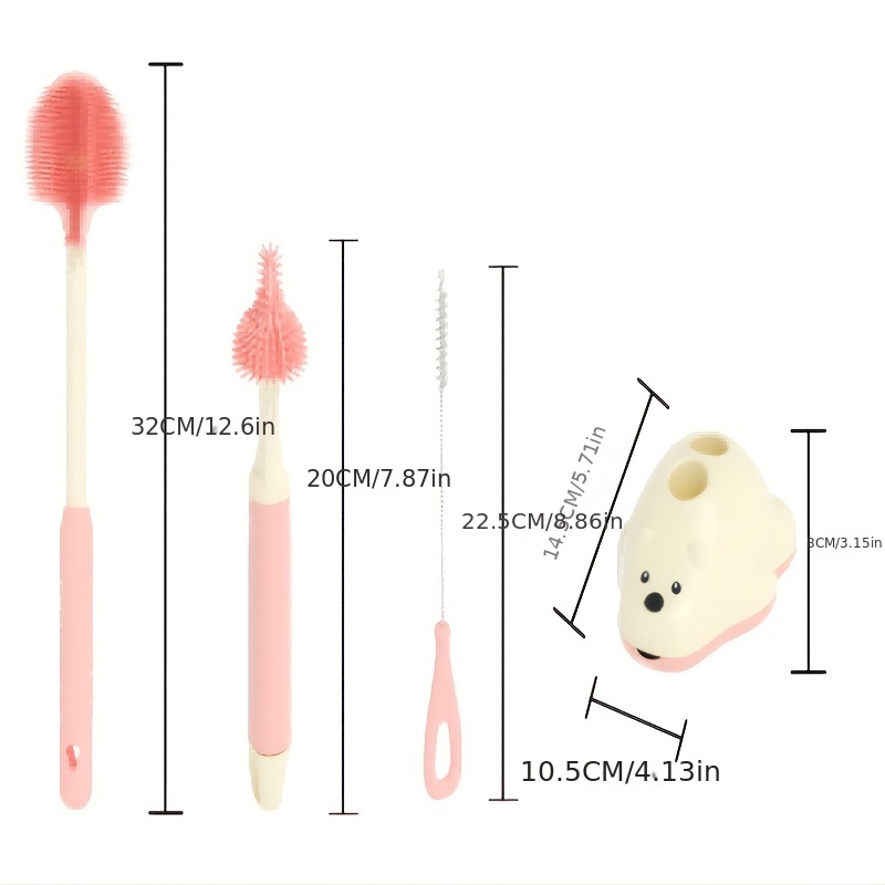 Bottle Cleaner Brush Set 3 in 1 Silicone Baby Bottle Cleaning Brush Kit  with Stand Bottle Brushes Cleaner Set for Baby Milk Bottles Straws Breast  Pumps & Other Accessories (Green)