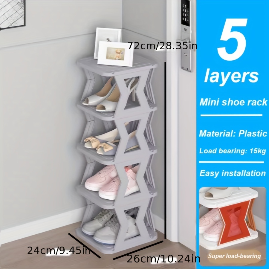 6 Tier Narrow Free Installation Foldable Shoe Rack Organizer- Small Shoe  Rack for Front Door Entrance Shoe Storage Flexible and Durable Shoe Shelf