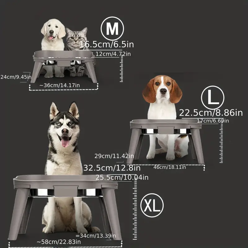 Elevated Dog Bowls,Stainless Steel Raised Dog Bowls, Adjustable to 8  Heights(2.75 up to 20''),for Small, Medium, Large,Extra Large Sized Dogs  with 2