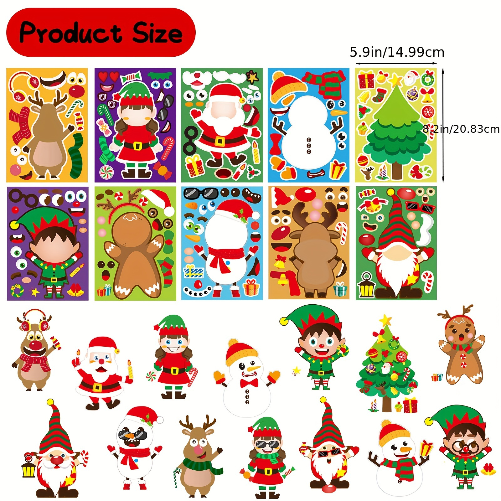 Christmas Stickers Creative Cartoon Santa Claus Stickers Diy - Temu