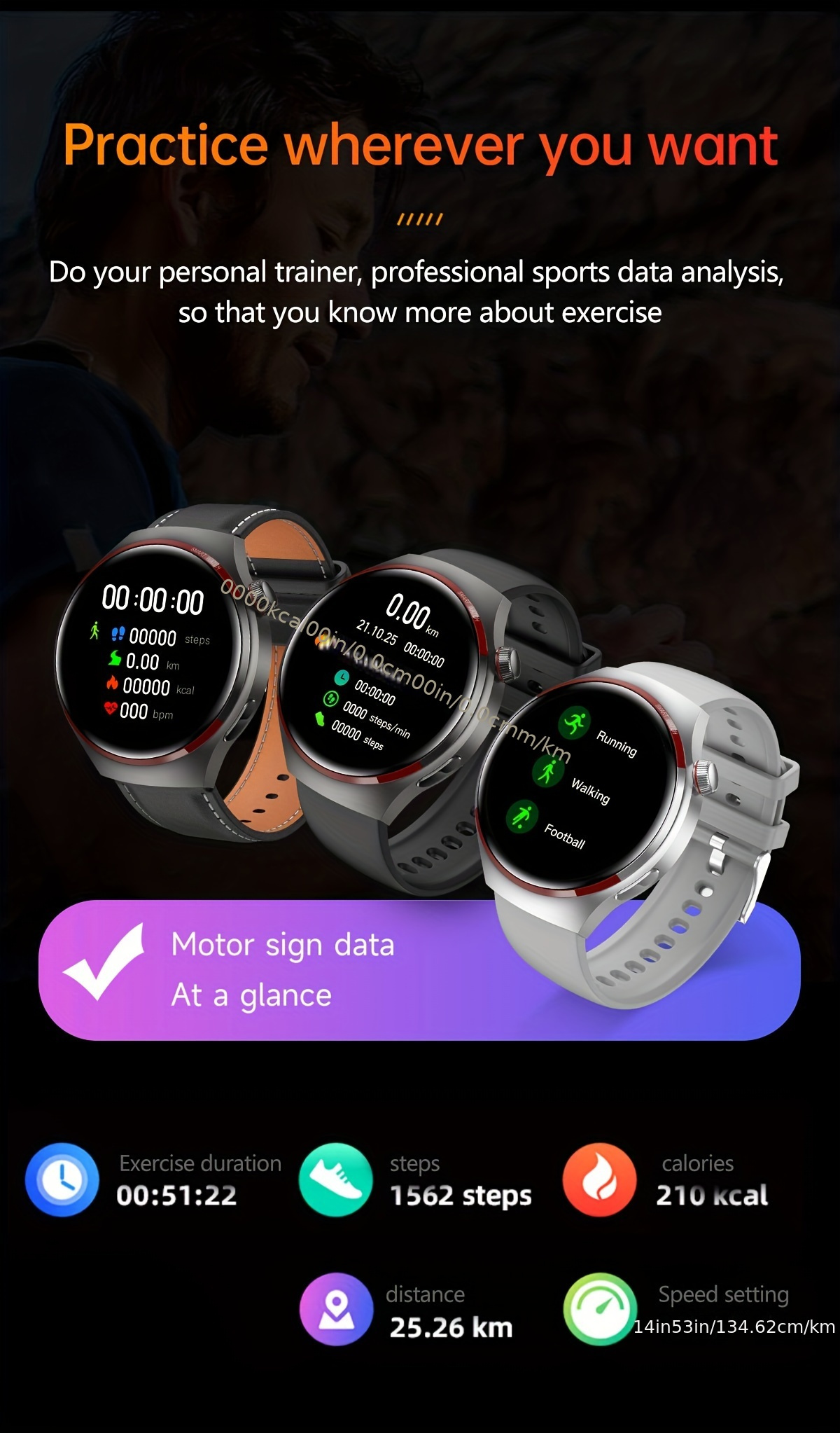 Montre connectée GPS pour homme 4 Pro Écran HD coloré de 1,53 pouces, cadran personnalisé, boussole, suivi de la condition physique, connectivité téléphonique sans fil, style moderne_voghion.com