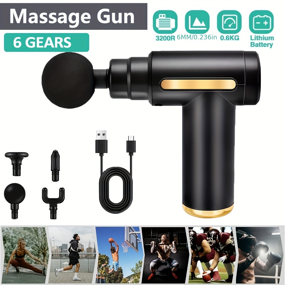 38 speed deep tissue handheld electric massager   percussion massage device for   portable electric sport massager with 6 replacement heads black