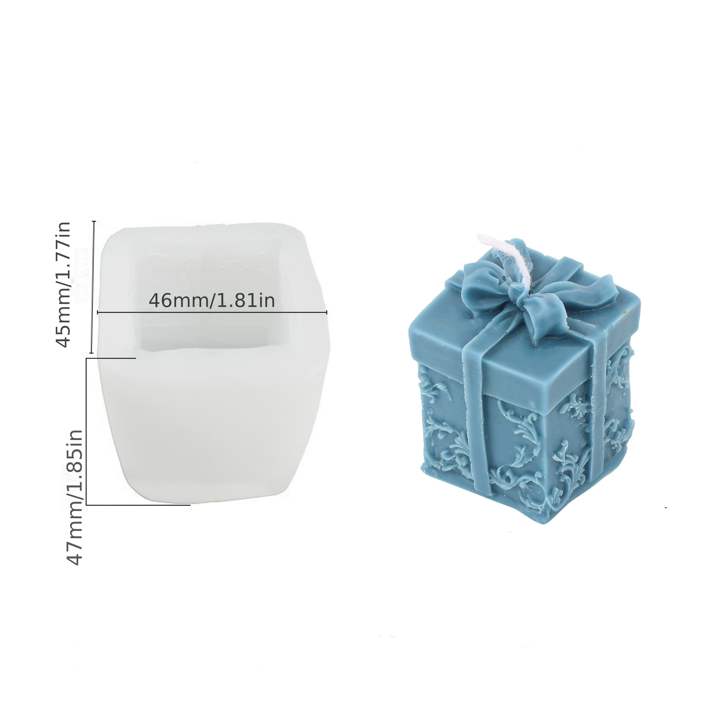 Image of Christmas And Valentine's Day Gift Box Silicone Candle Mold Set With Bow Detail – Square Resin Casting Molds For Epoxy Resin, Gypsum Decorations, Jewelry Making