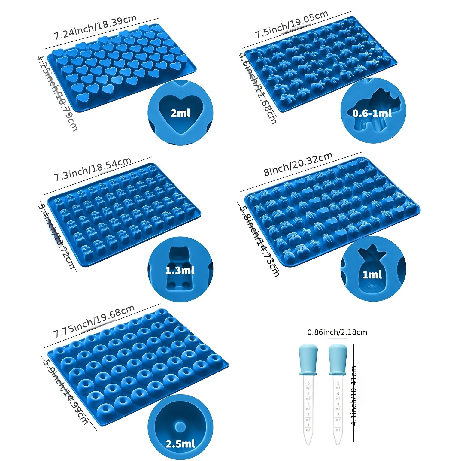 Set De 3 Moules à Bonbons En Silicone - Formes Ourson Et Cœur - Antiadhésif, Sans BPA, Pour Chocolat, Gélifiés, Caramel - 11