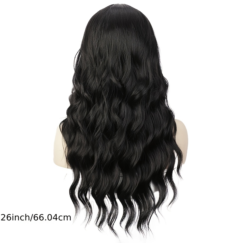 Body Wave Lace Front Wig Synthetic Wavy Wigs for Black Women 24 inch Long  Wavy Black Wig Synthetic Hair Wigs Natural Color,6#