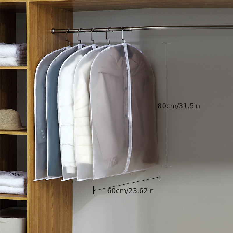 1Pc Clear Hanging Clothes Dust Cover with Zipper, Space-saving