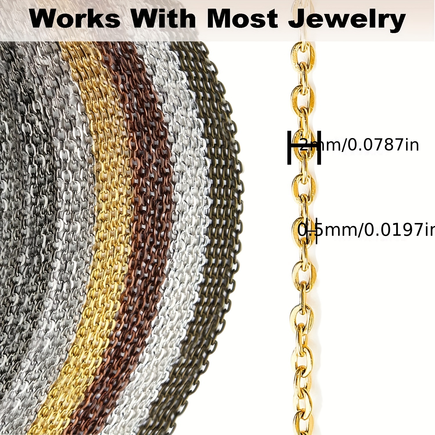 Selizo Chains for Jewelry Making, 60Ft Jewelry Making Chains for Necklace  with P